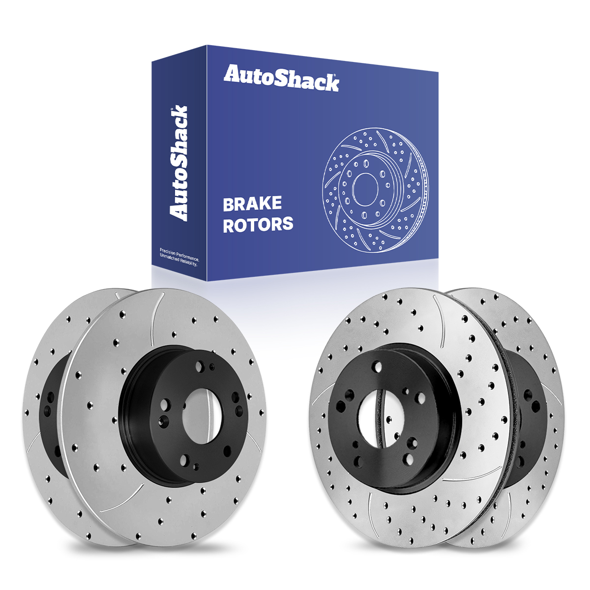 Front and Rear Drilled Slotted Brake Rotors Black Set of 4
