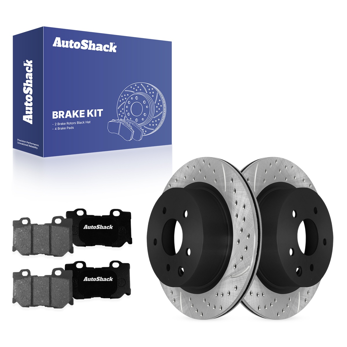 Rear Drilled & Slotted Brake Rotors With Ceramic Pads Kit | Premium Brake Upgrade