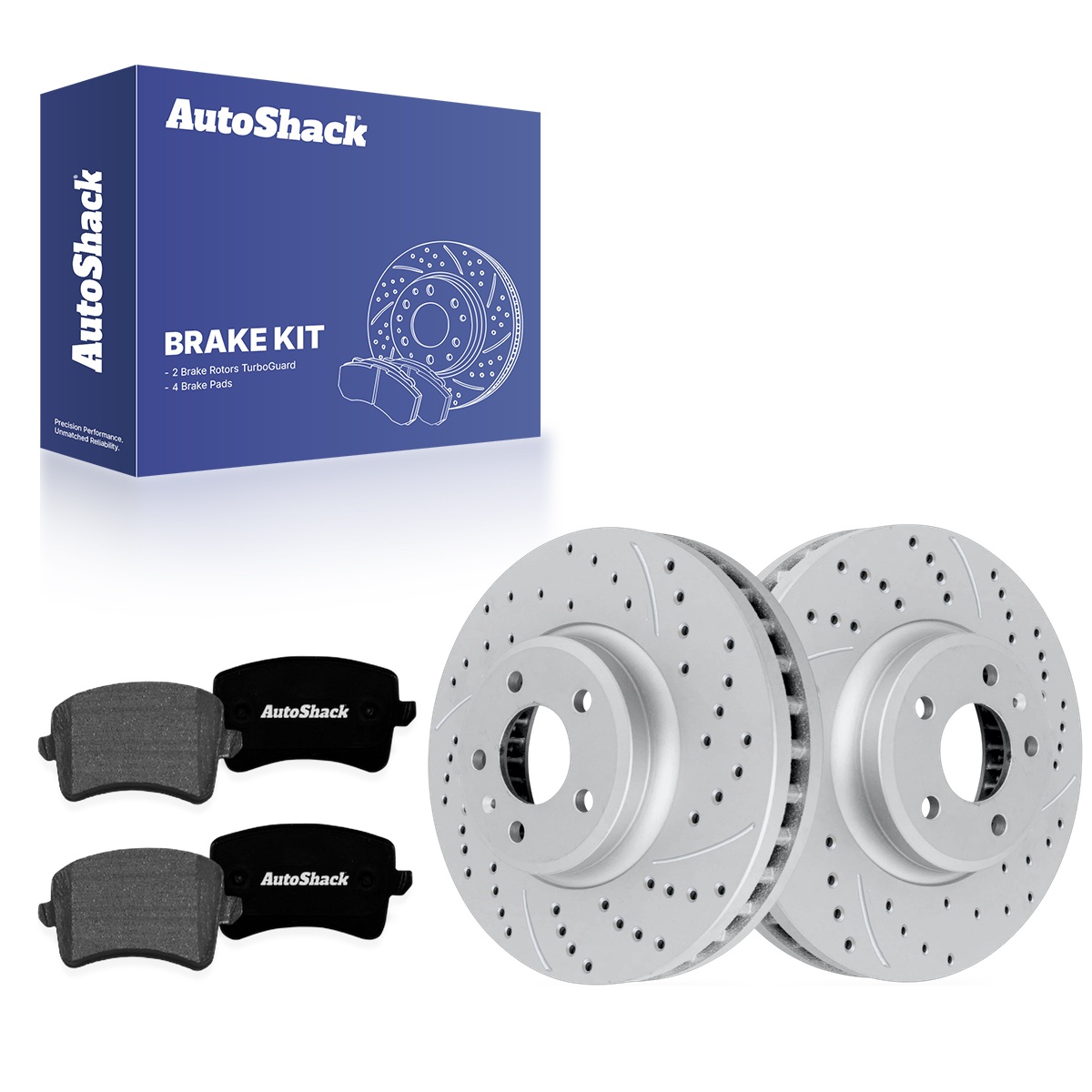 Detroit Axle - Rear Brake Kit For Audi A4 A5 Quattro, Allroad Q5 11 81 Inch Drilled Slotted Disc Brake Rotors Ceramic Brakes Pads 2013 2014 Replacement