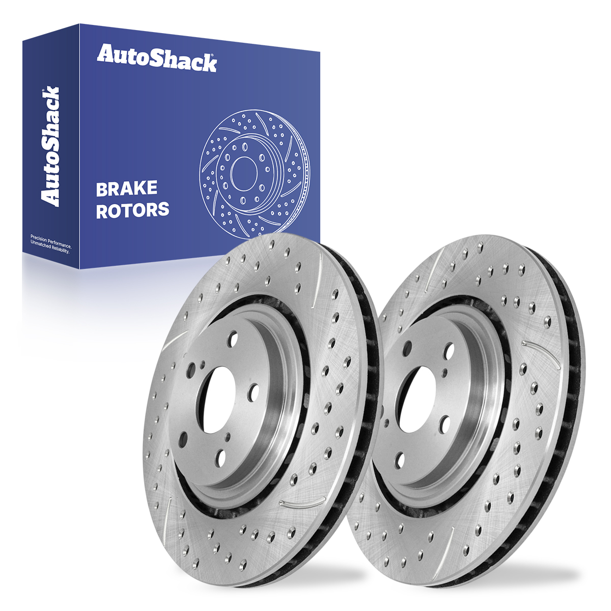 Front Drilled Slotted Brake Rotors Silver Set of 2 Driver and