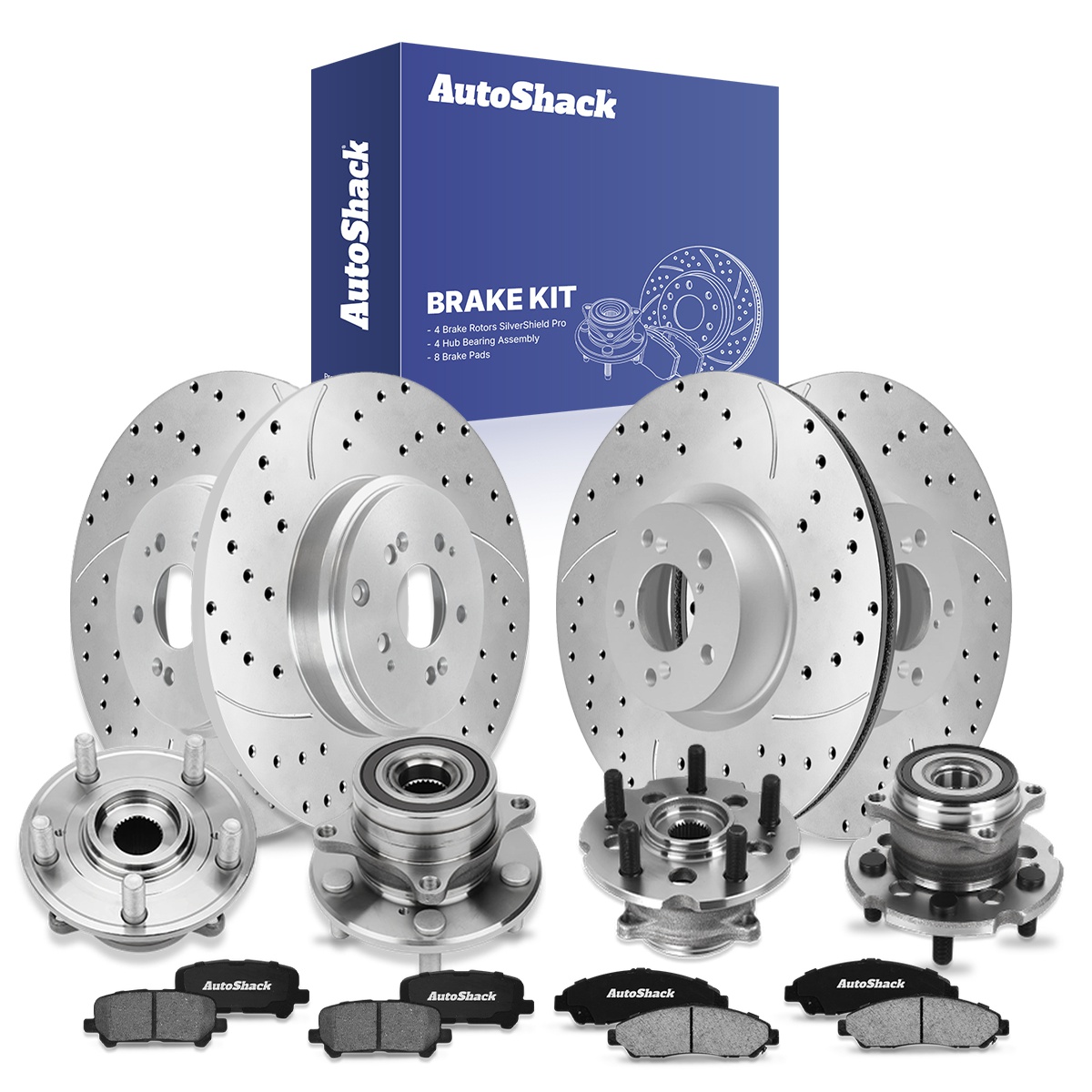 Front & Rear Drilled & Slotted Brake Rotors + Carbon Ceramic Pads For 2014-2016 Acura MDX