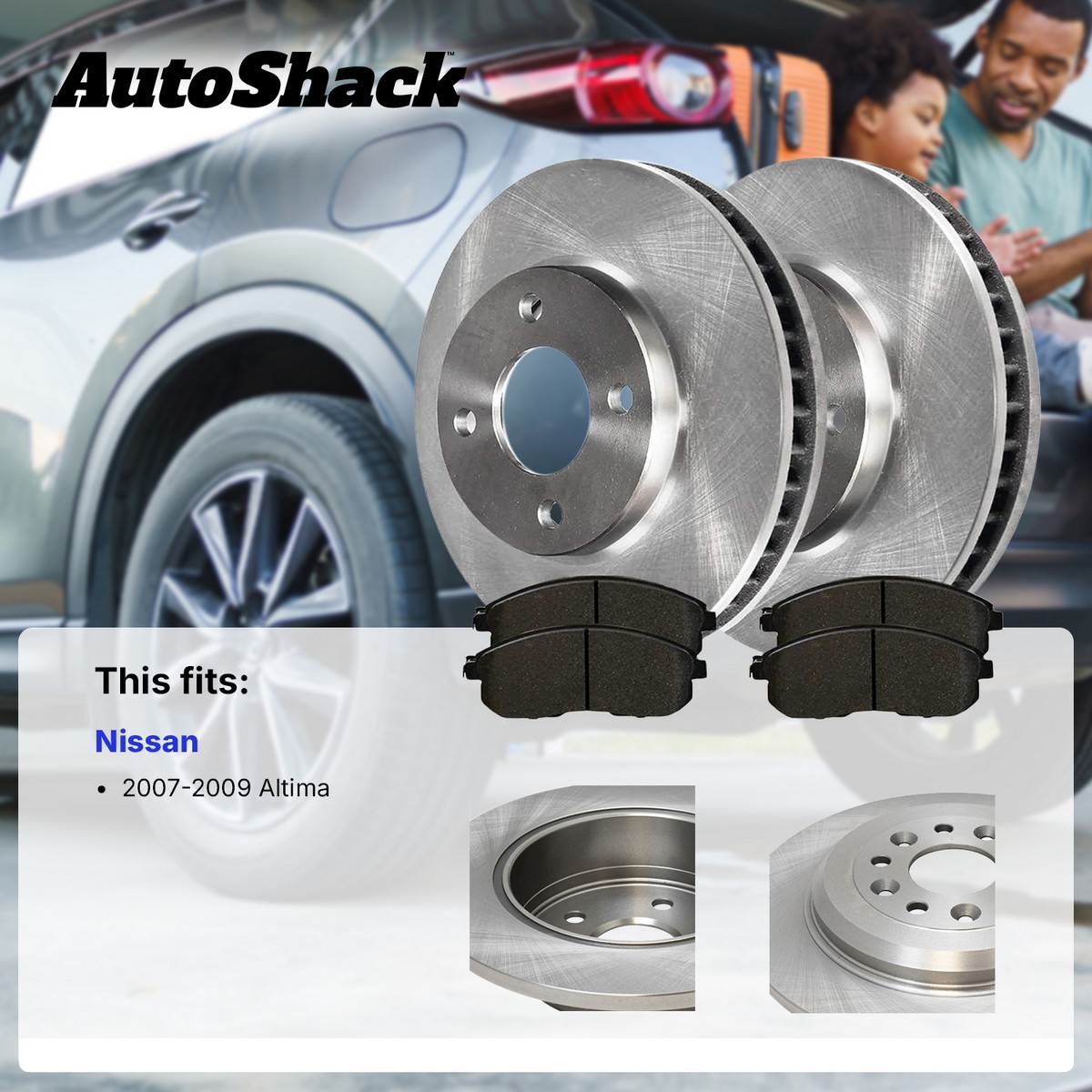 Front Brake Rotors & Ceramic Pads Kit For Nissan Altima – Drilled & Slotted, 296mm, 5-Lug
