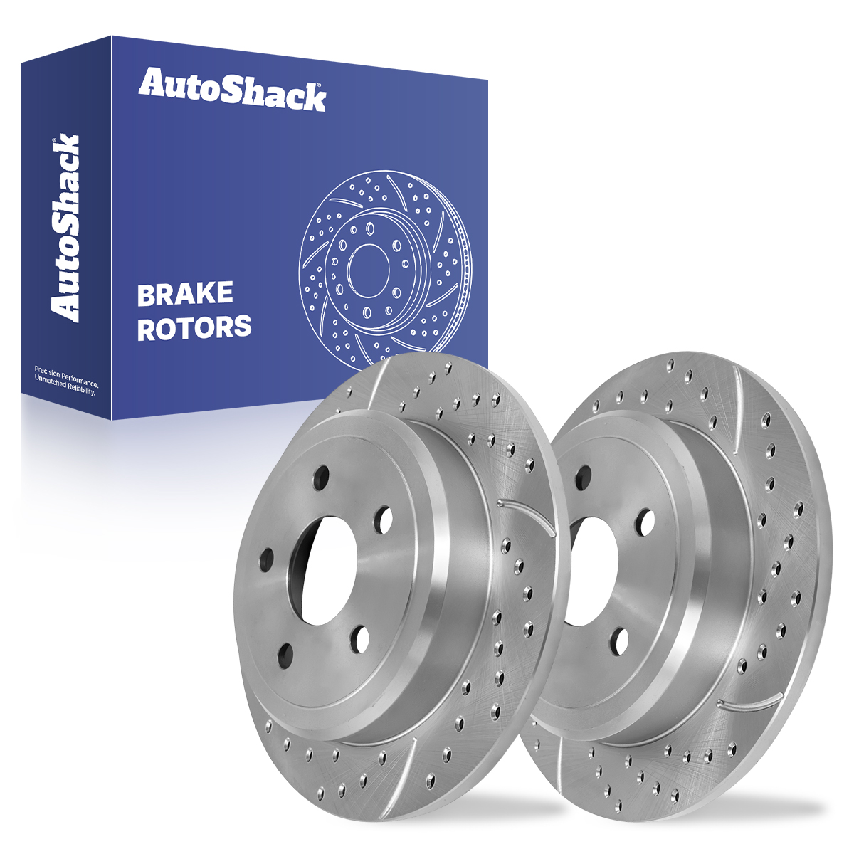 Rear Drilled Slotted Brake Rotors Silver Set of 2 Driver and