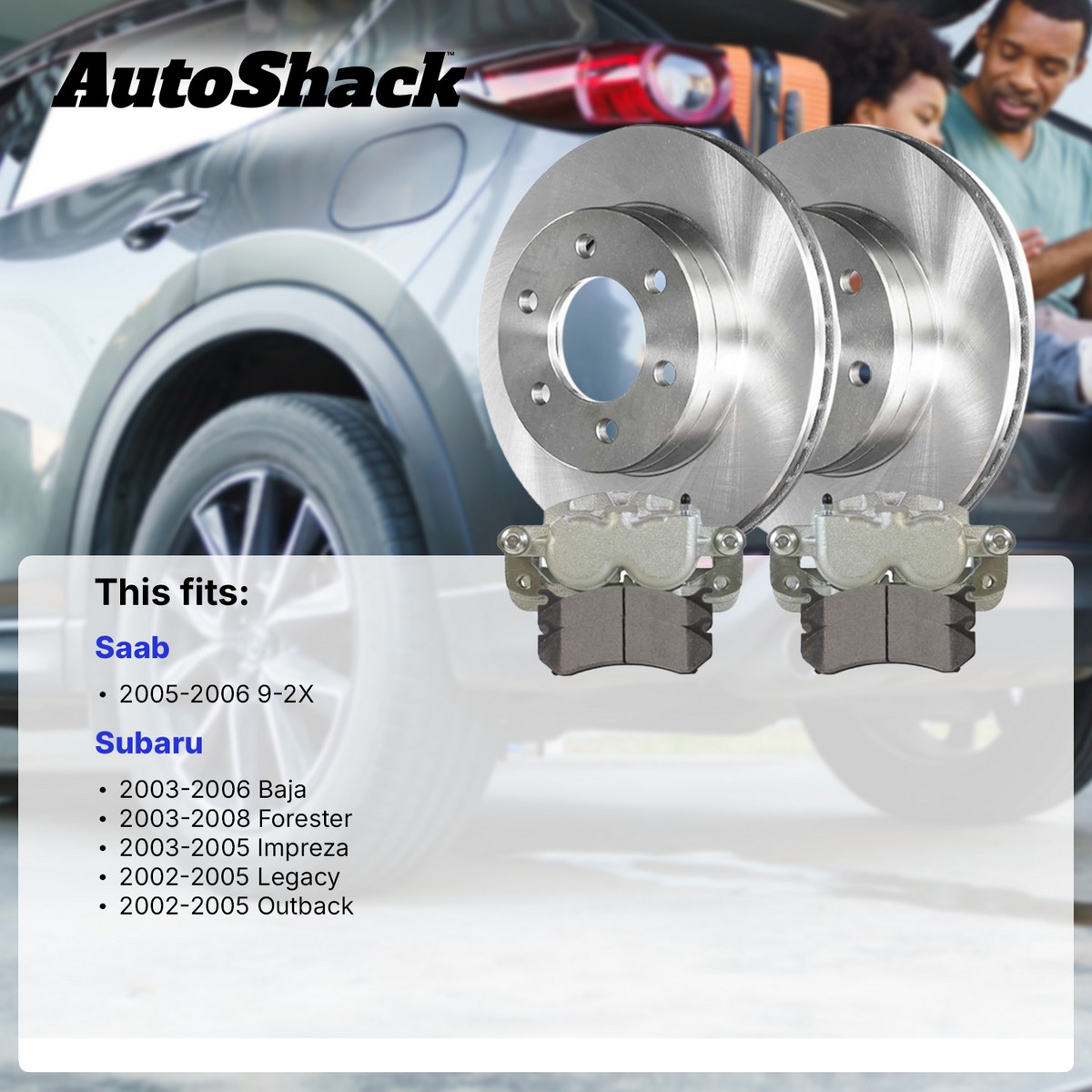 Detroit Axle Front Ceramic Brake Pads Kit – For Subaru/Saab 9-2X, Baja, Forester, Impreza, Legacy, Outback
