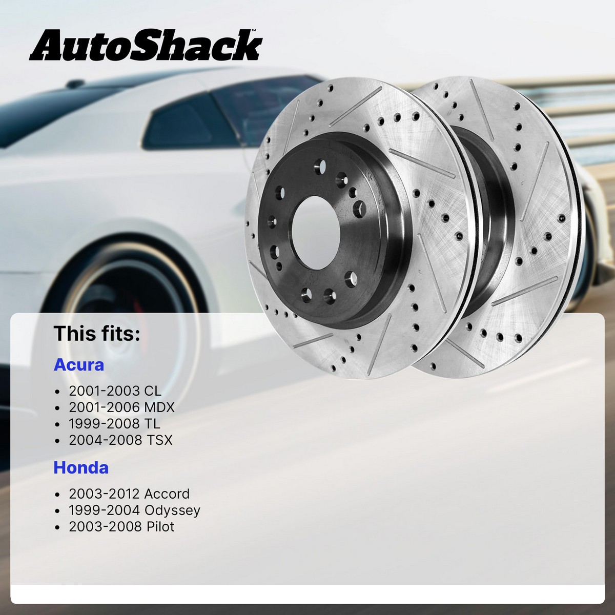 Front Drilled Slotted Brake Rotors Black Set of 2 Driver and
