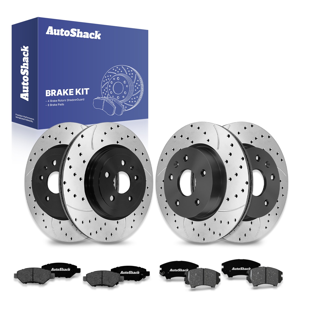 Performance Drilled & Slotted Brake Rotor Kit With Ceramic Pads – Front & Rear