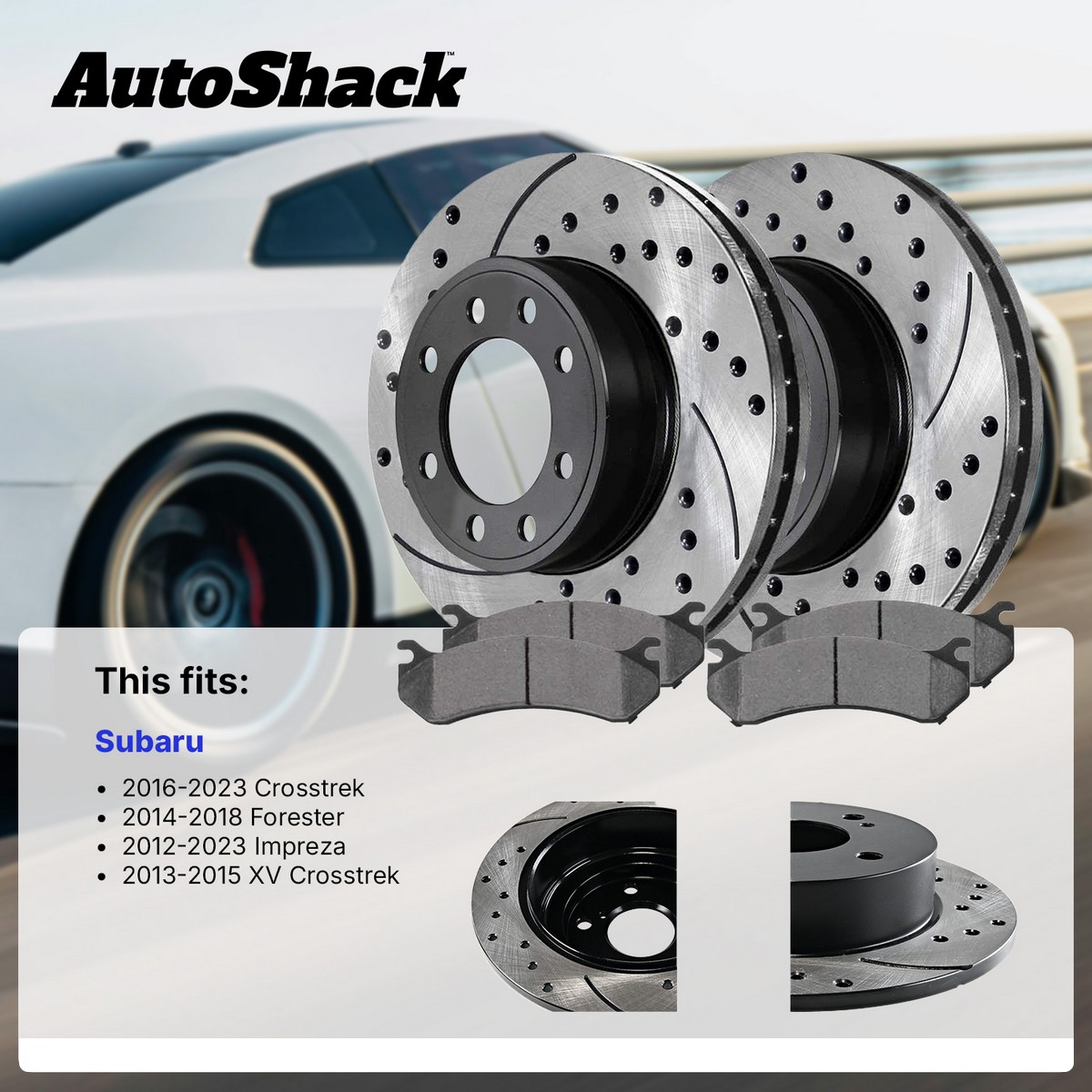 Coated Rear Brake Rotors & Ceramic Pads Kit for Subaru Forester