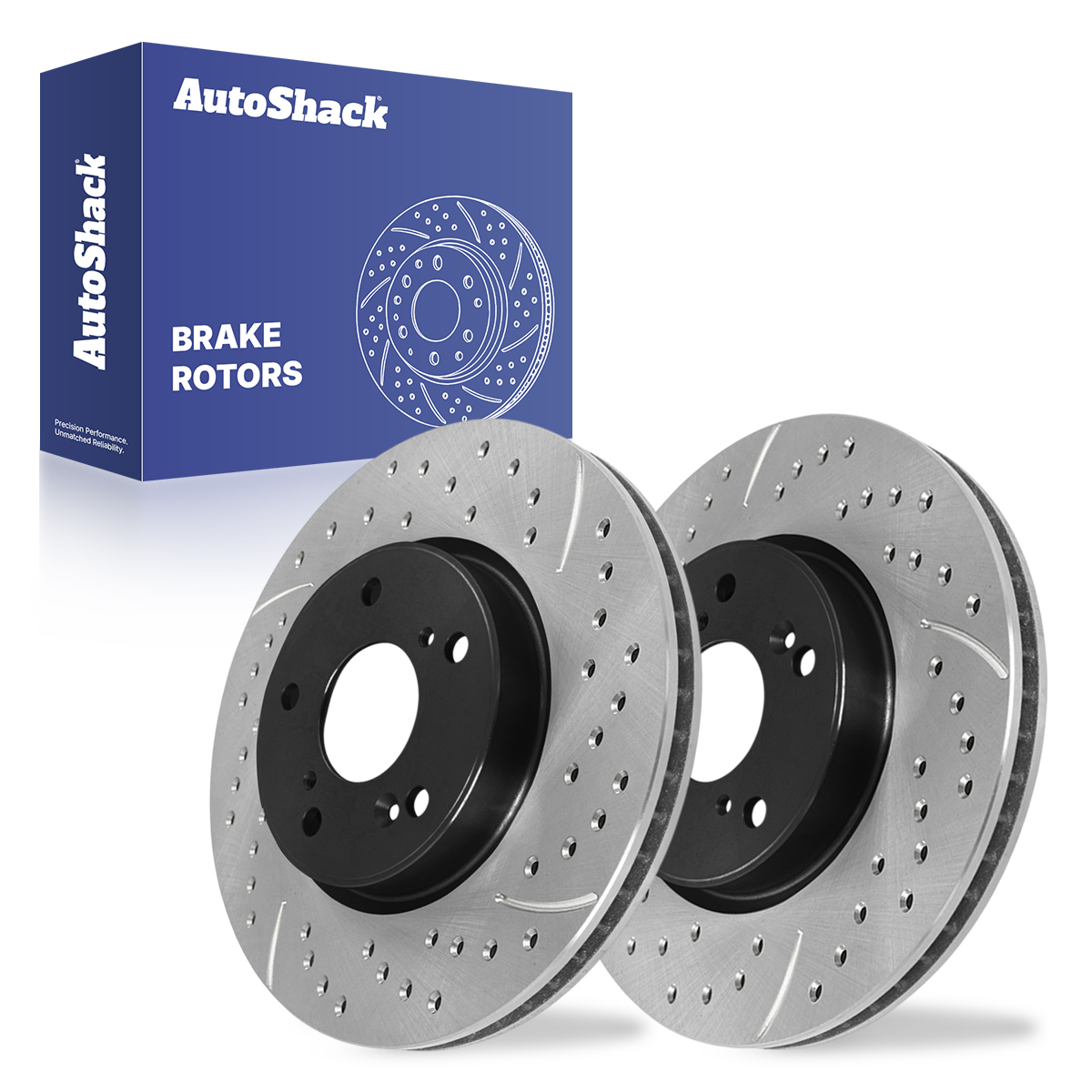 Front Drilled Slotted Brake Rotors Black Set of 2 Driver and