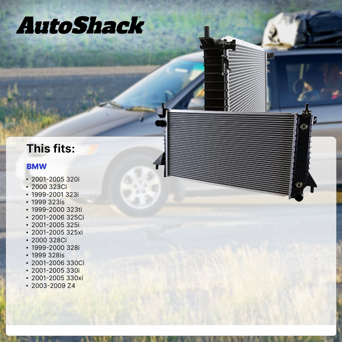 Drop-In Radiator For 2003-2009 BMW Z4 & 2001-2005 325Ci/330Ci – 2.5L, 2.8L, 3.0L, 3.2L L6, Aluminum Core, 1-Year Warranty