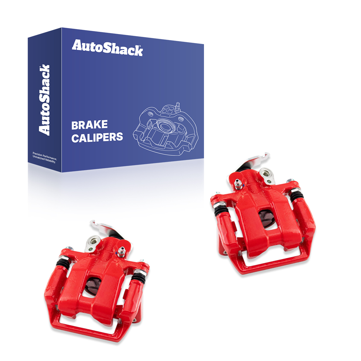 BCR30298PR - Rear New Brake Calipers Red with Bracket Set of 2