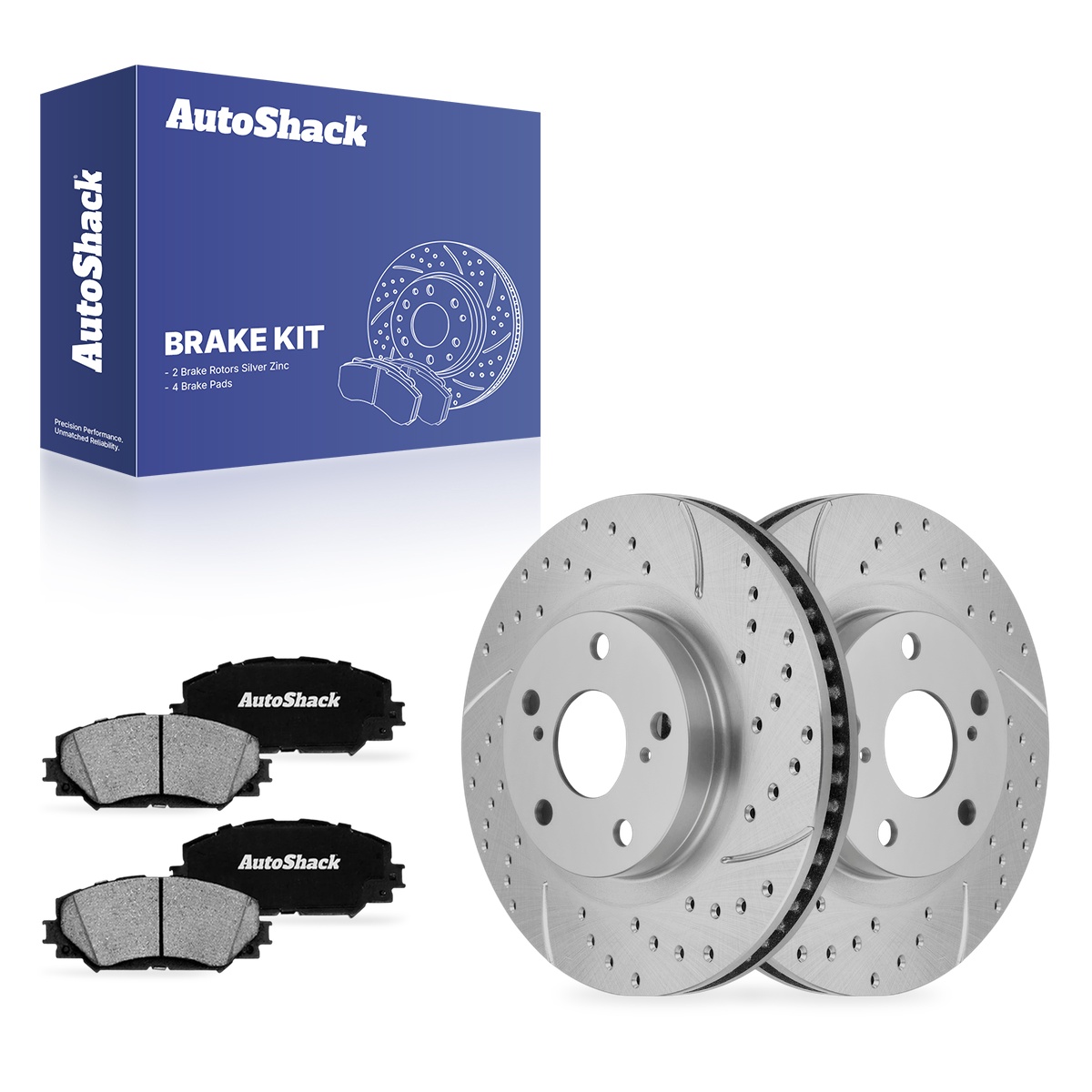 Detroit Axle Front Drilled & Slotted Brake Rotors And Ceramic Pads Kit – For Toyota/Scion/Pontiac
