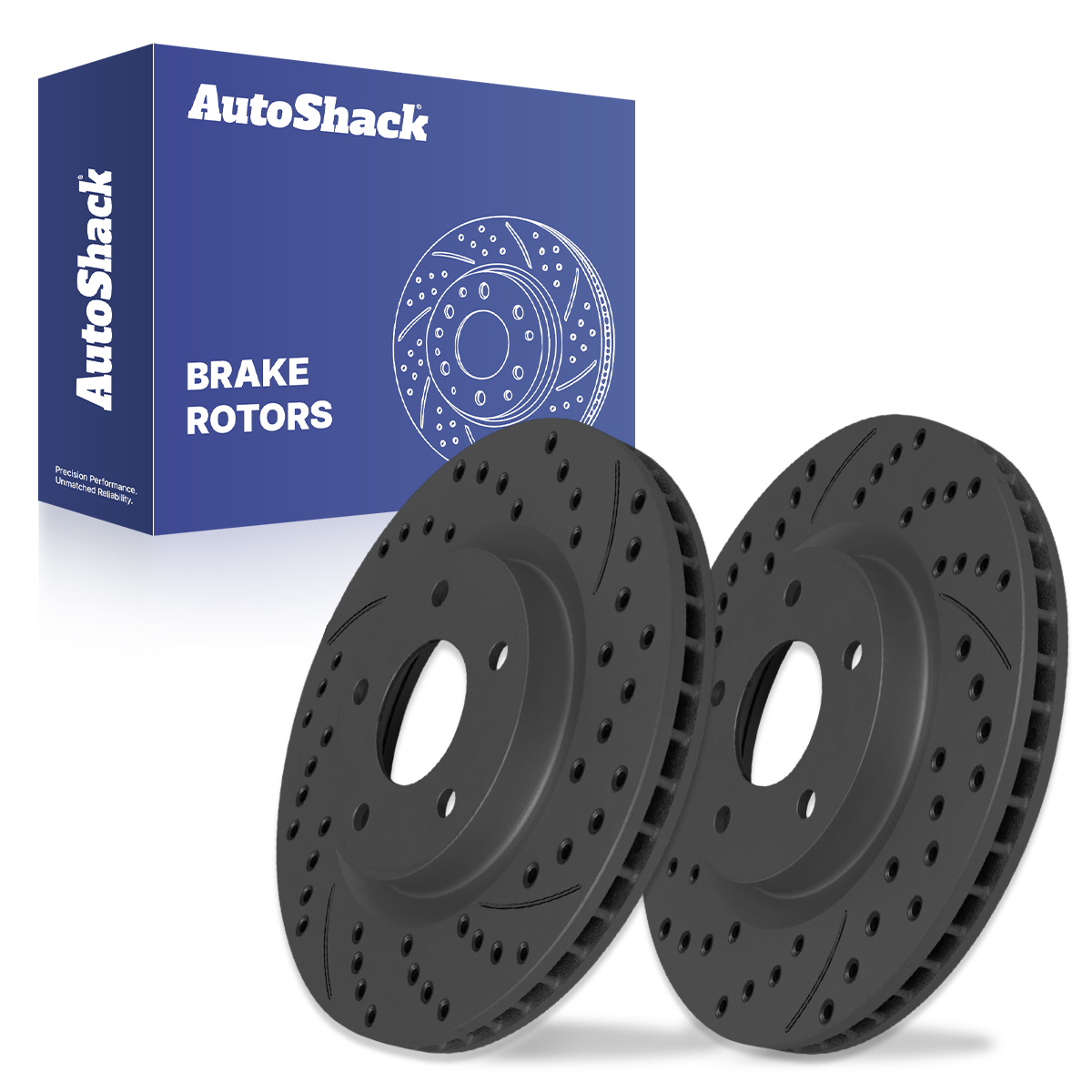 Auto Shack Front & Rear Drilled & Slotted Brake Rotors With Ceramic Pads – For Nissan Rogue 2.5L (2008-2015)