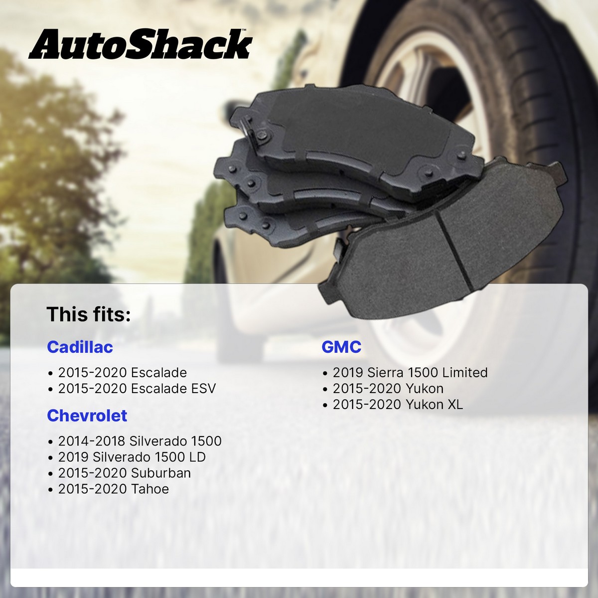 Rear Brake Pad Rotor and Parking Brake Kit 4 Piece - Compatible with 2014 - 2017 Chevy Silverado 1500 2015 2016 2018