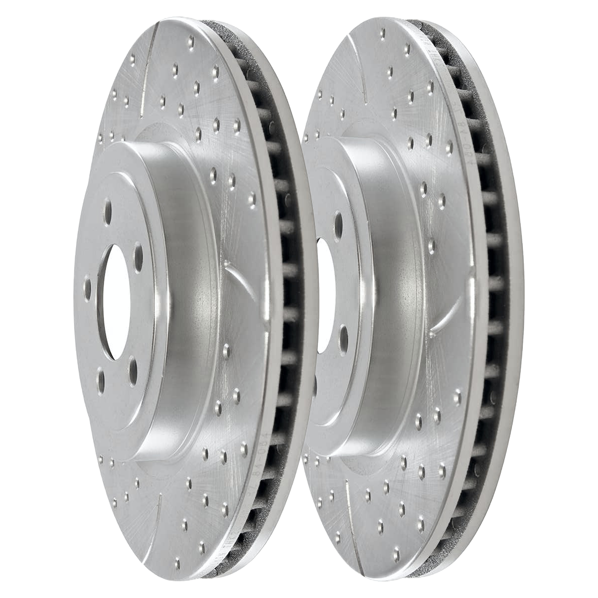 Front Drilled Slotted Brake Rotors Silver Set of 2 Driver